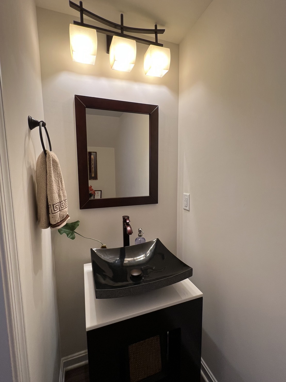 Unique Japanese Basin in Asian Style Powder Room at TALAY